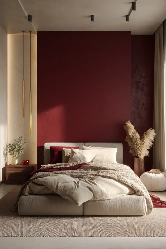 1. Paint Only One Wall Burgundy
