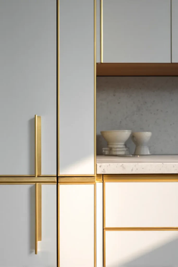 11. Gold Edge Pulls for Handleless Cabinets