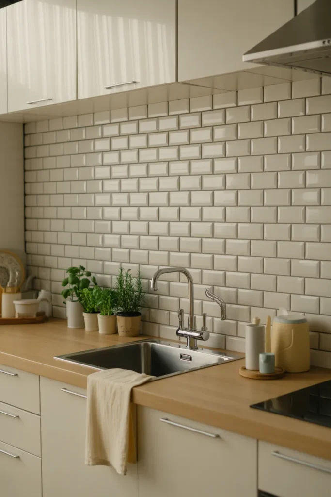 11. Fake Tile Backsplash for Renters