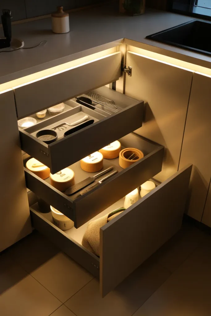 11. Light up inside drawers and cabinets