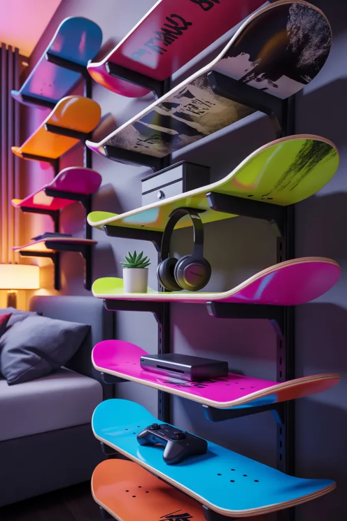 11. Skateboard Deck Shelves