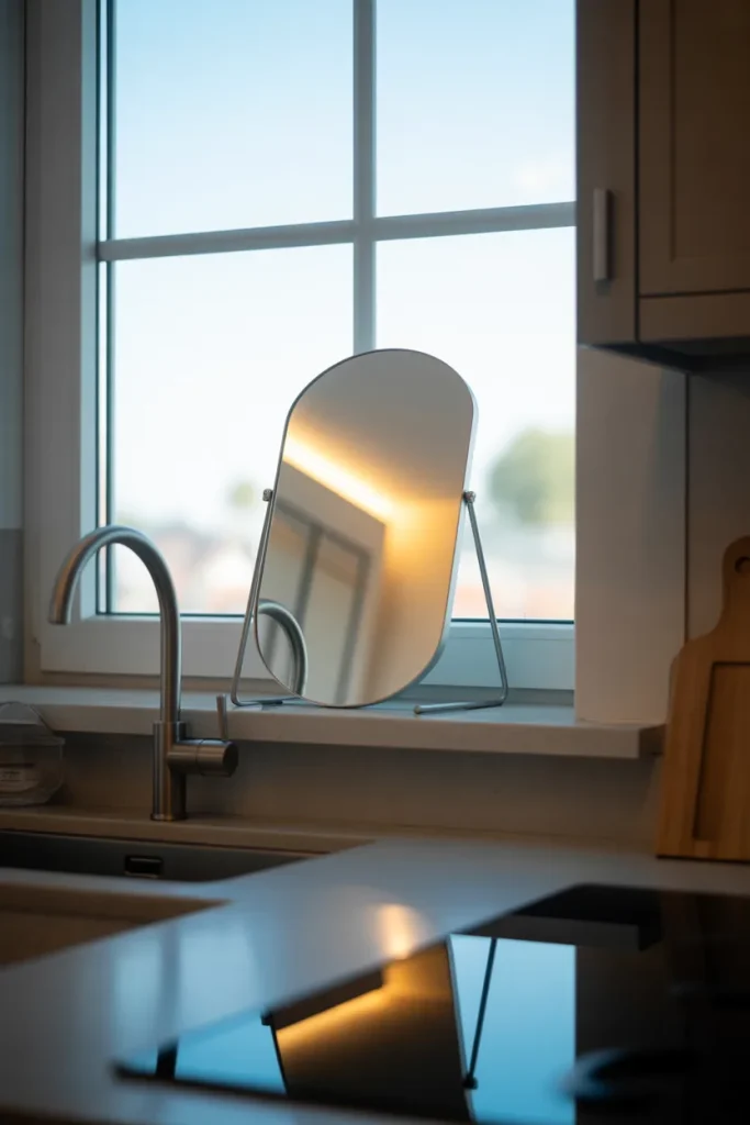 12. Place a Small Mirror Leaning on the Sill