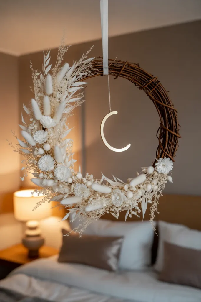 14. Hang a Moon Wreath on Your Bedroom Door