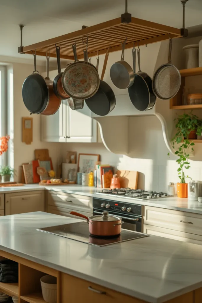14. Hang a Pot Rack From the Ceiling