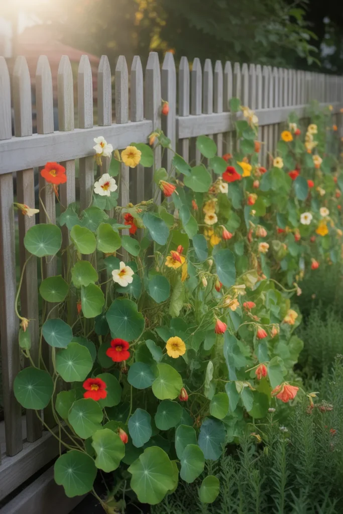 14. Nasturtiums for a Low Fence That Kids Can Eat