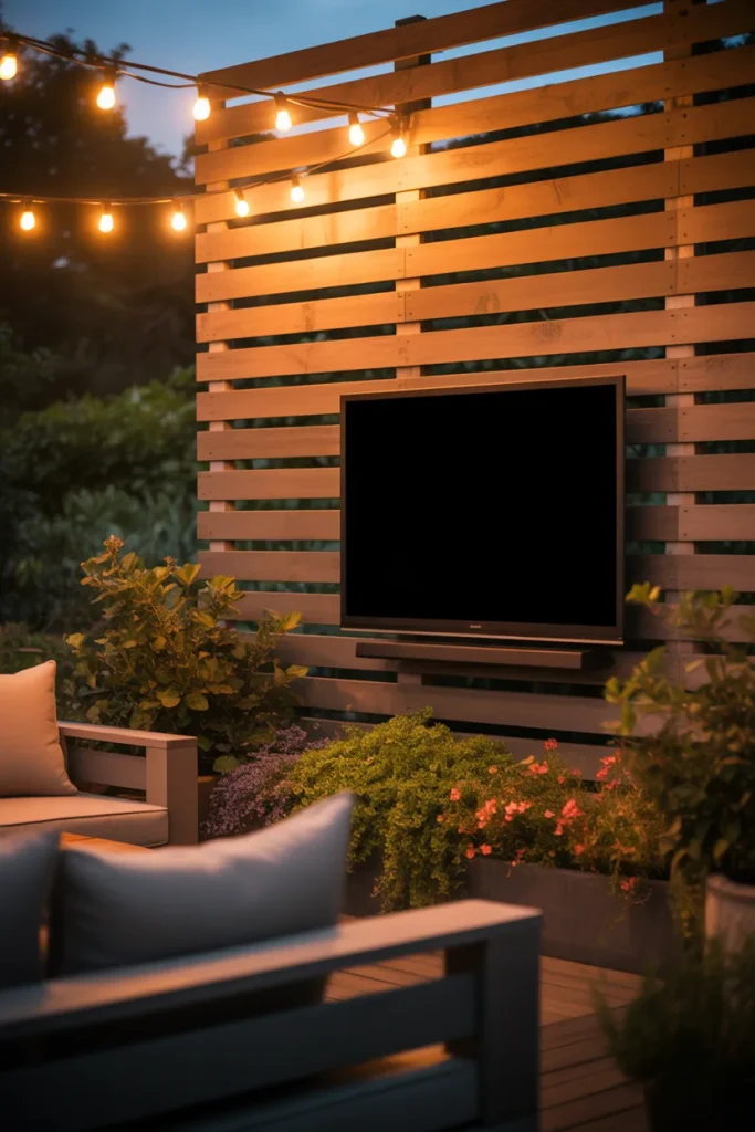14. Outdoor Slats for a Patio TV