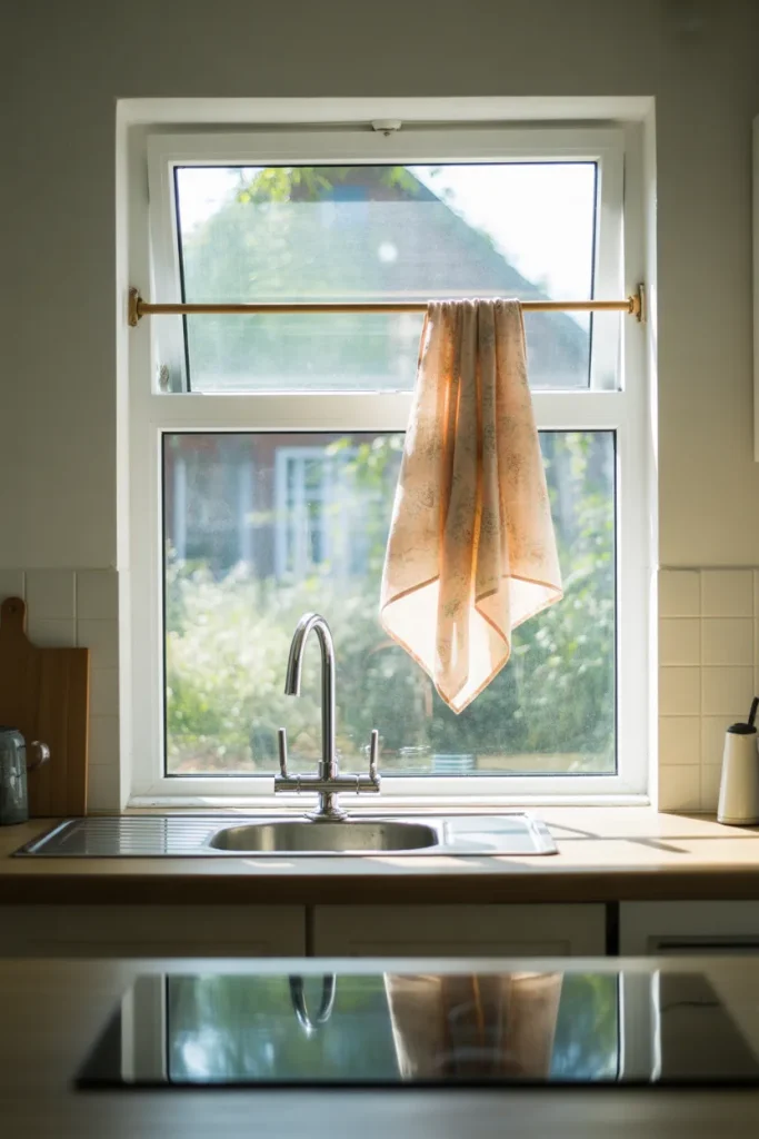 15. Install a Tension Rod With a Tea Towel