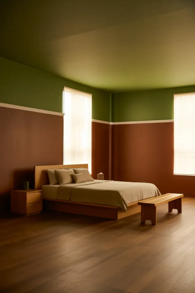 15. Two-Tone Wall: Brown Lower Half, Green Upper Half
