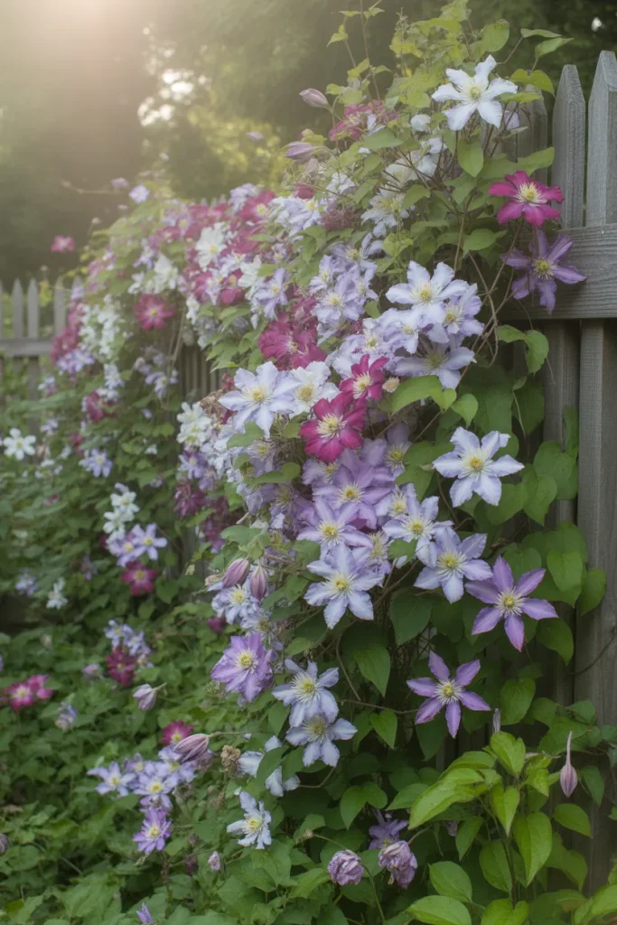 2. Clematis for Nonstop Color Without Taking Over