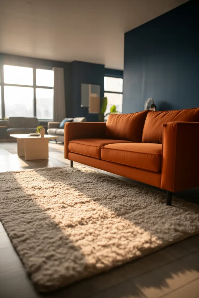 2. Lay Down a Chunky Cream Rug