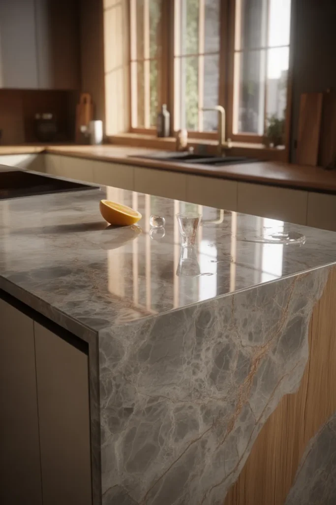 3. Marble With a Leathered Finish