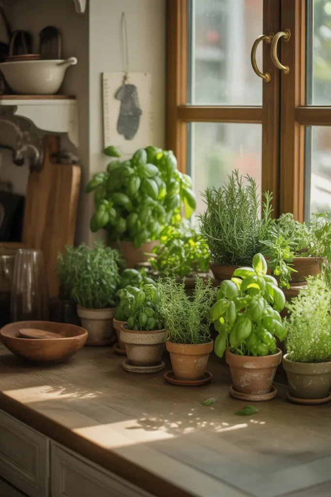 4. Fill Your Windowsill with Potted Herbs