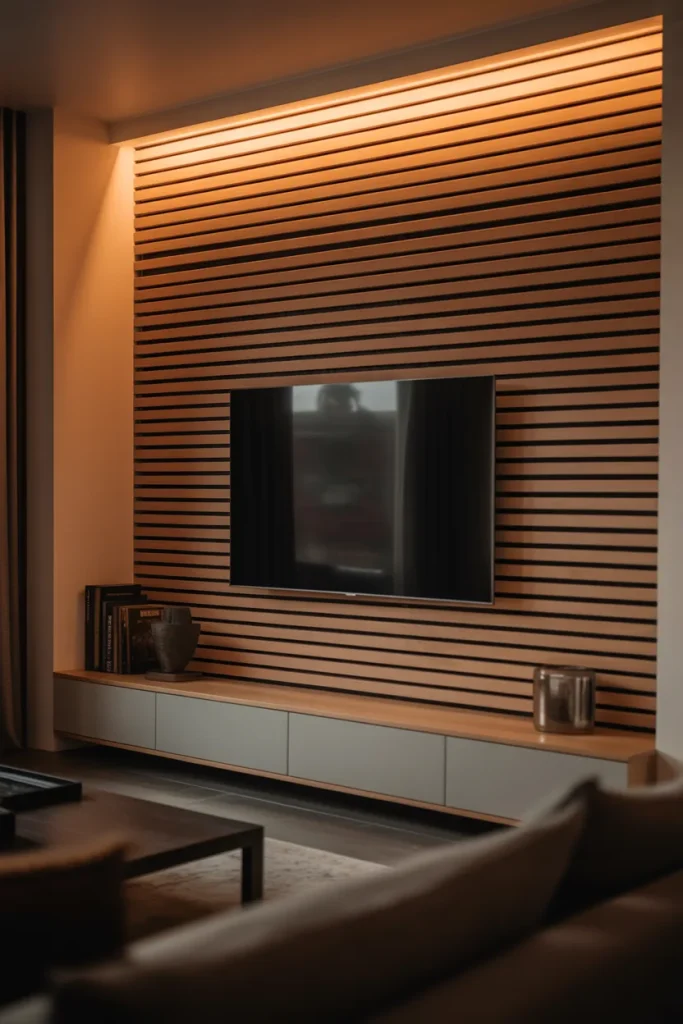 4. Horizontal Slats For Wide Rooms