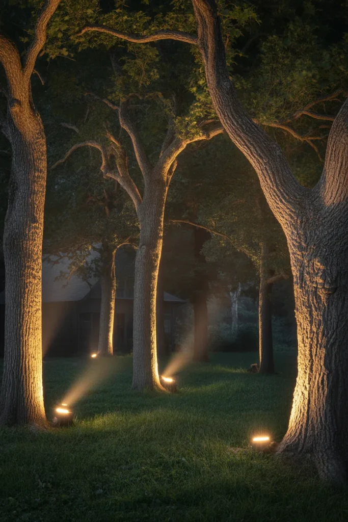 4. Uplights Pointed at Big Oak or Maple Trees