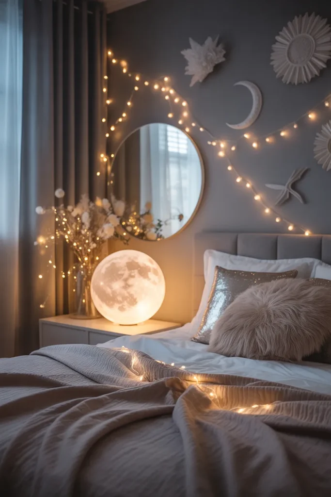 5. Add a Round Moon Mirror on the Wall