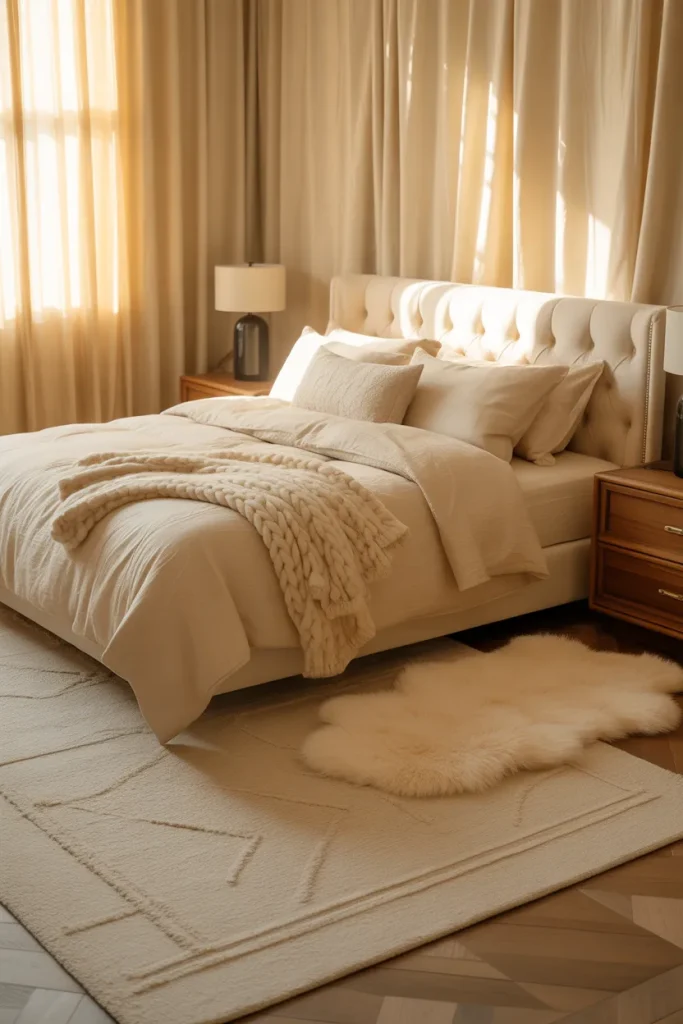 6. Add A Cream Rug With Low Pile