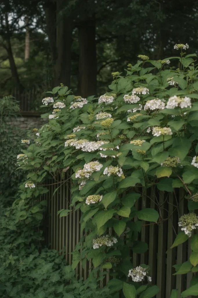 6. Climbing Hydrangea for Shady Fences That Nothing Else Will Grow On