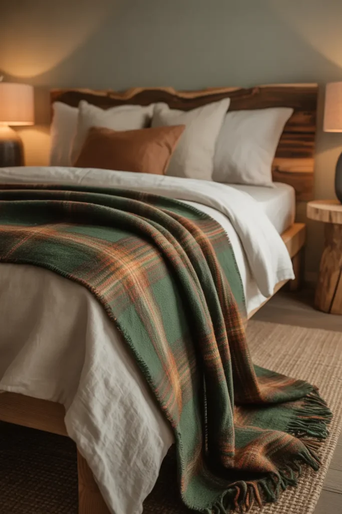 7. Green and Brown Plaid Blanket