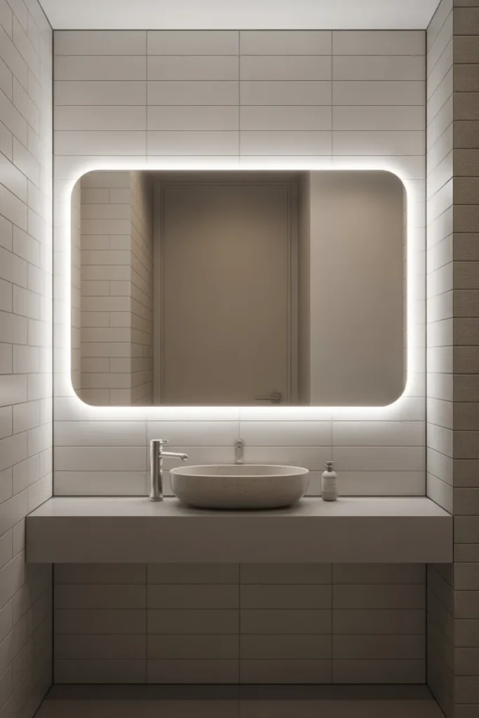 7. Hide lights behind bathroom mirrors
