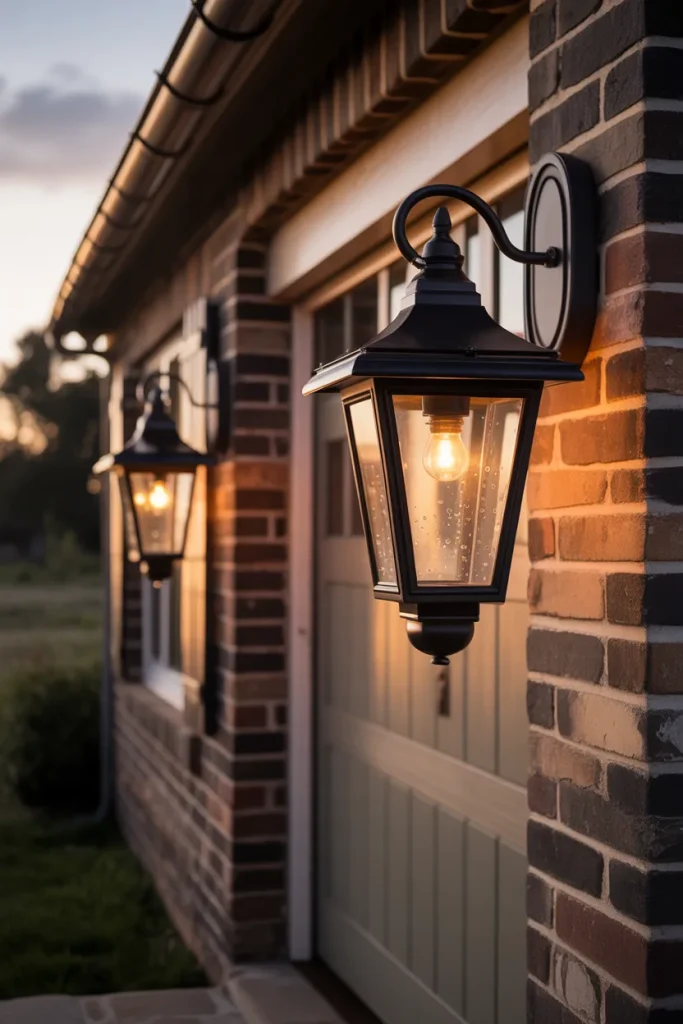 8. Black Coach Lanterns on Brick or Stone