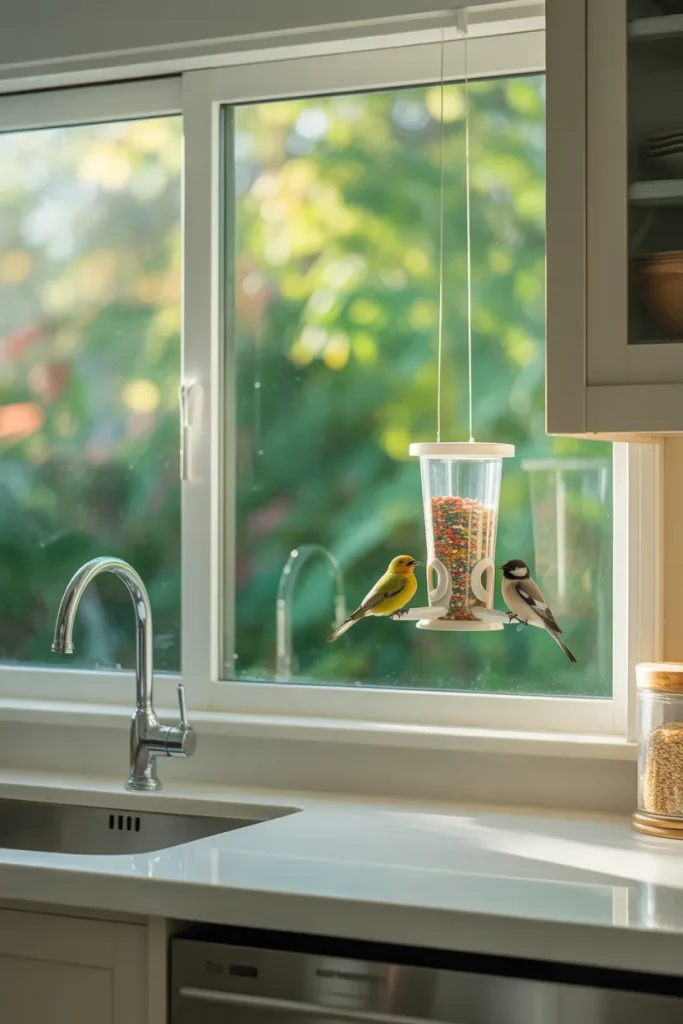 9. Hang a Small Bird Feeder Just Outside