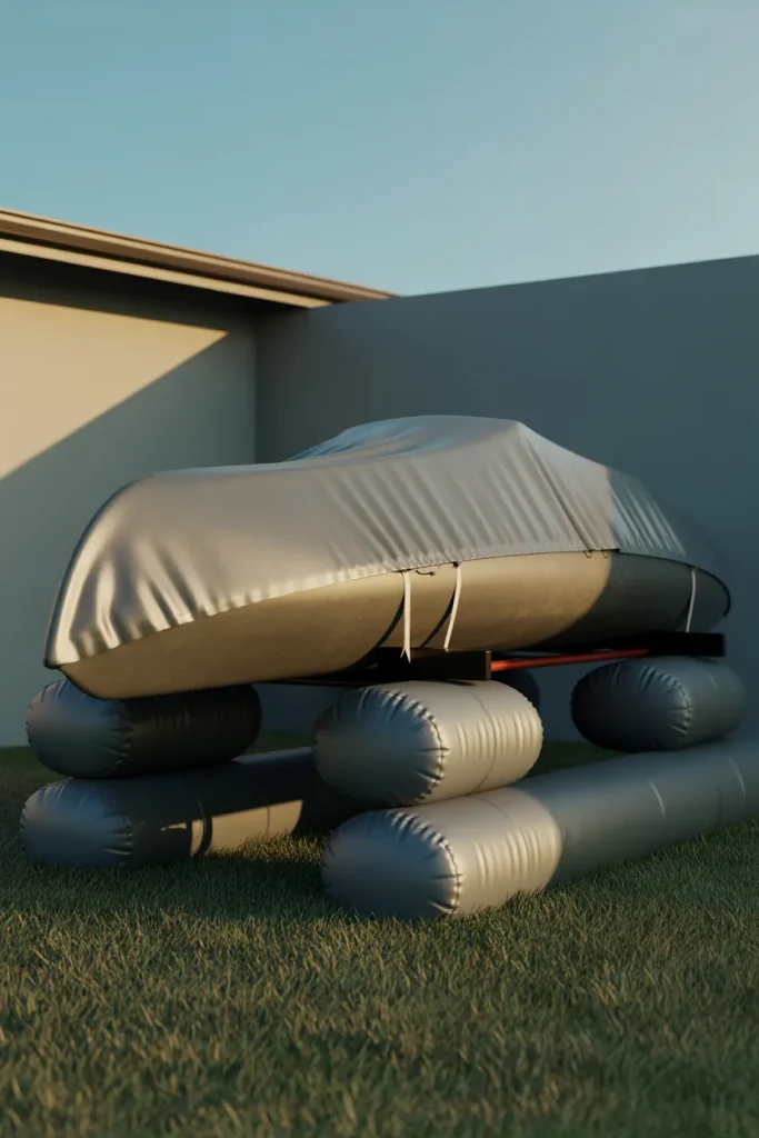 9. Kayak Cover with Inflatable Blocks