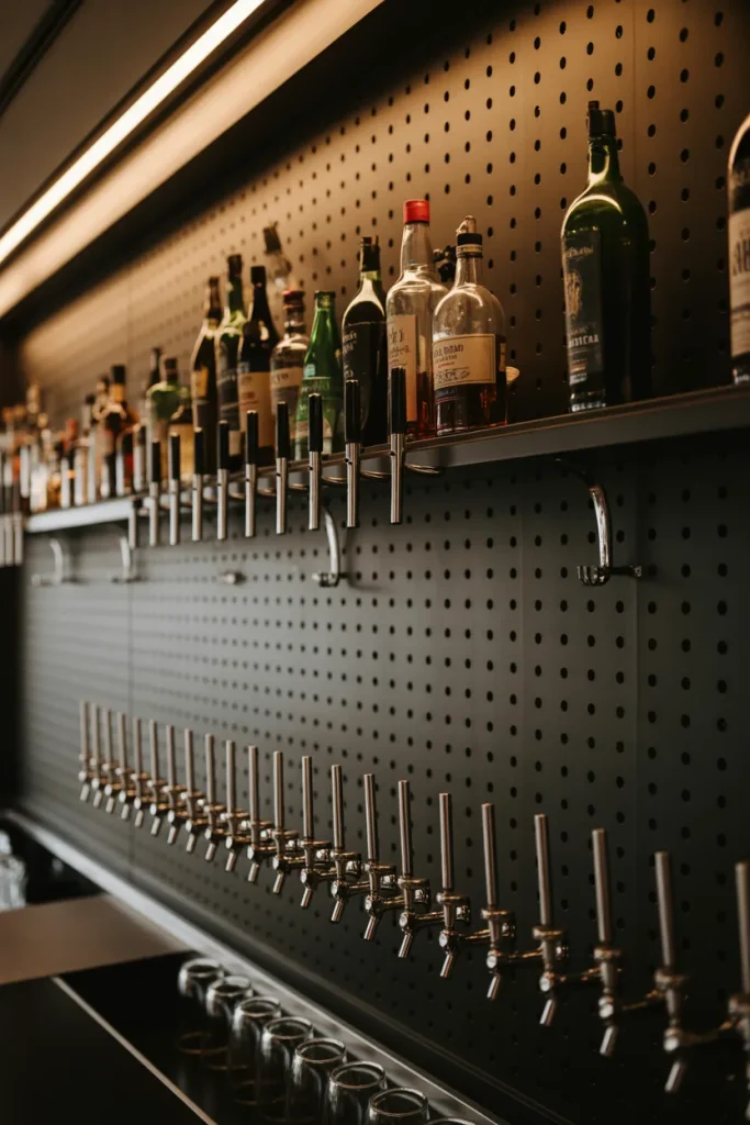 Idea 1 – Hang a Pegboard for Your Most-Used Bottles