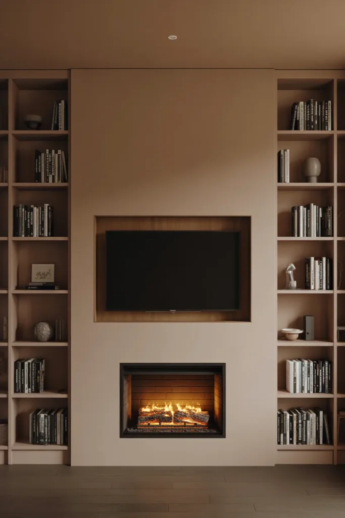 Idea 10: The Built In Bookshelf Fireplace