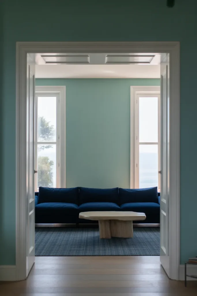 Idea 15. Combine seafoam green with navy blue.