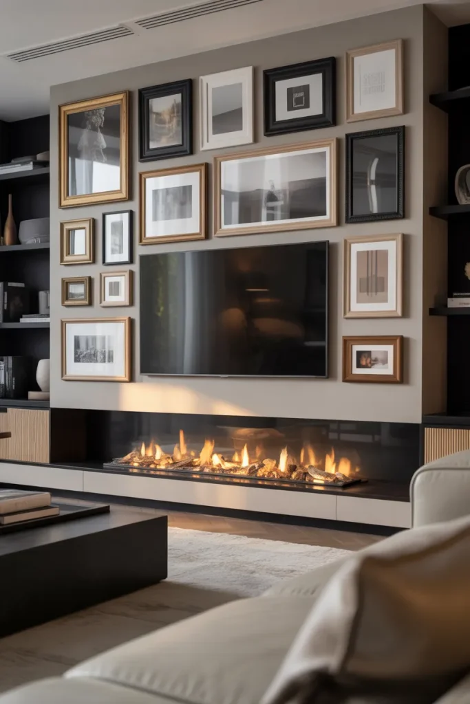 Idea 17: The Fireplace TV Gallery Wall