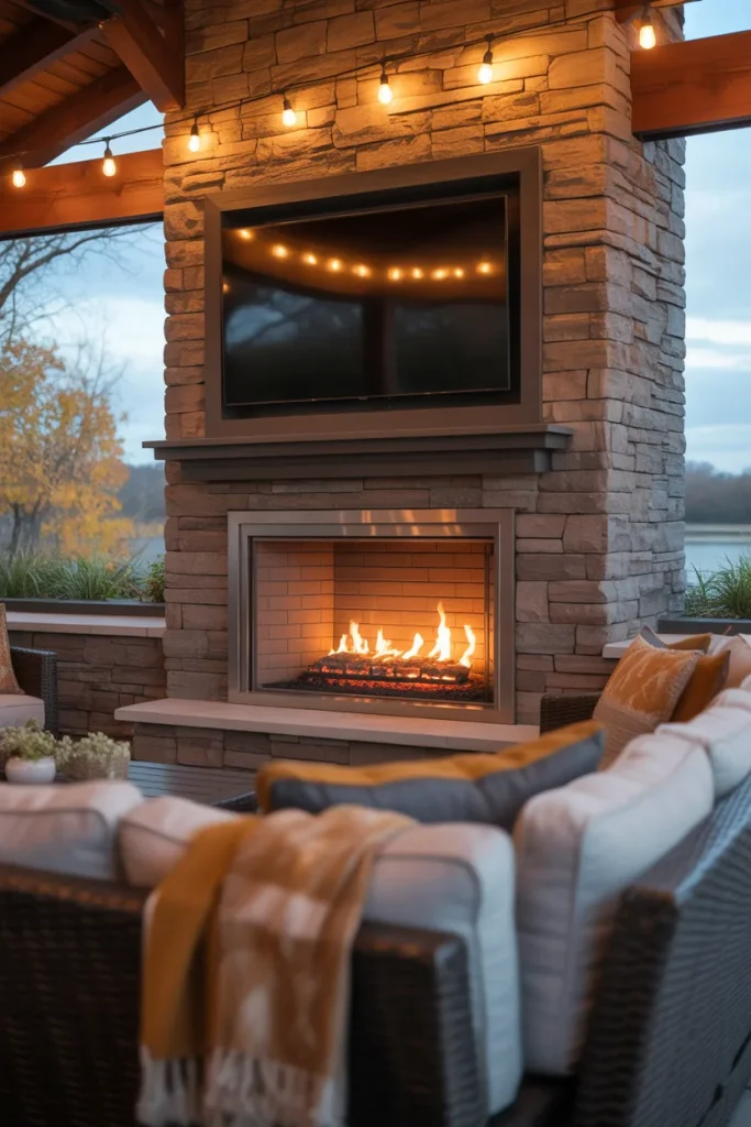 Idea 18: The Outdoor Covered Porch Fireplace