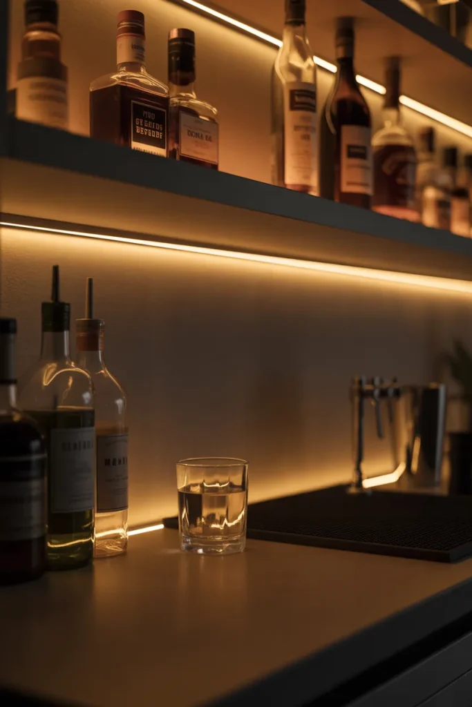 Idea 3 – Add a Strip of Rope Lighting Under the Top Shelf