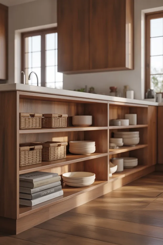 Idea 4: Open Shelves Below, Not Closed Doors