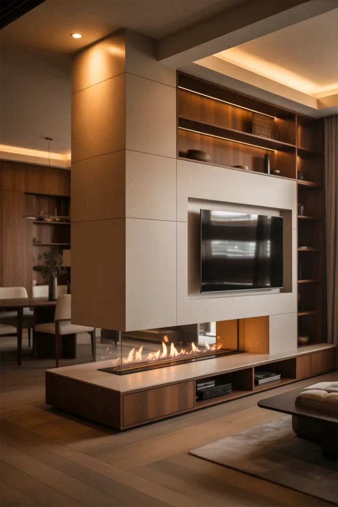 Idea 5: The Two Sided Fireplace TV Divider