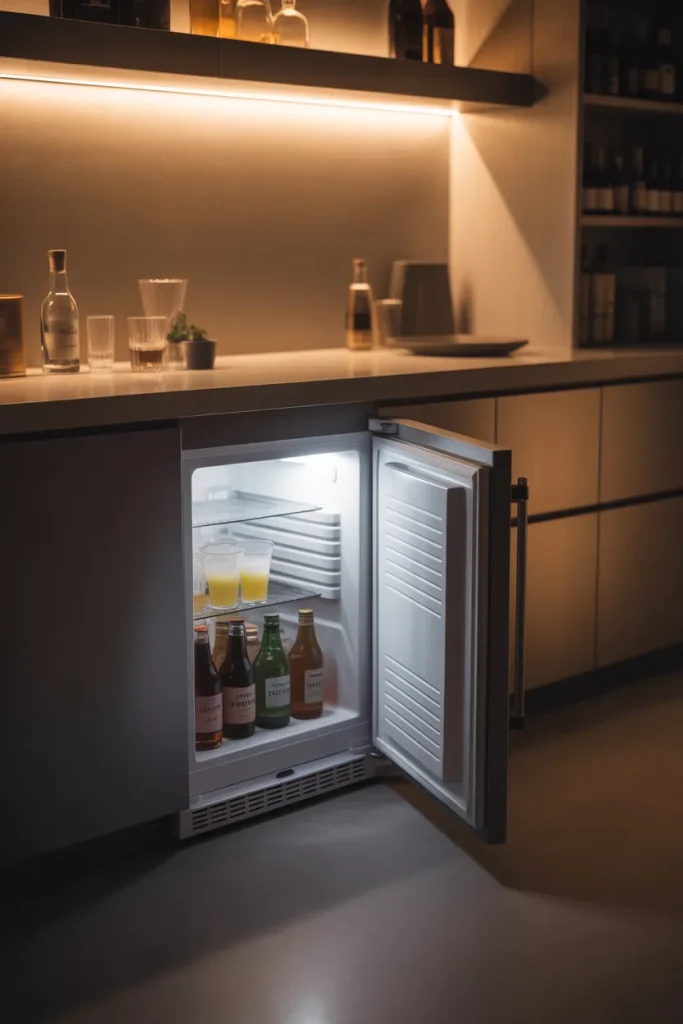 Idea 9 – Put a Small Fridge Under the Counter at an Angle