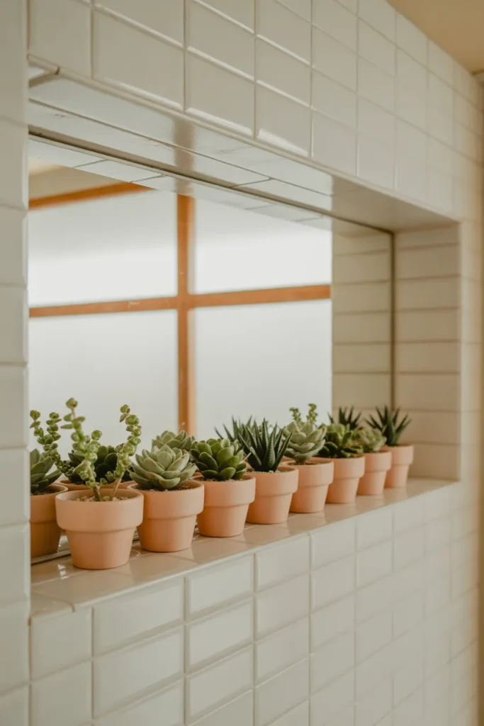 Ninth Idea: A Row of Tiny Succulents in Matching Pots