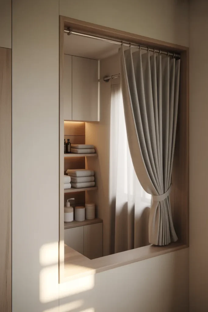 Third Idea A Tension Rod Curtain to Hide Mess