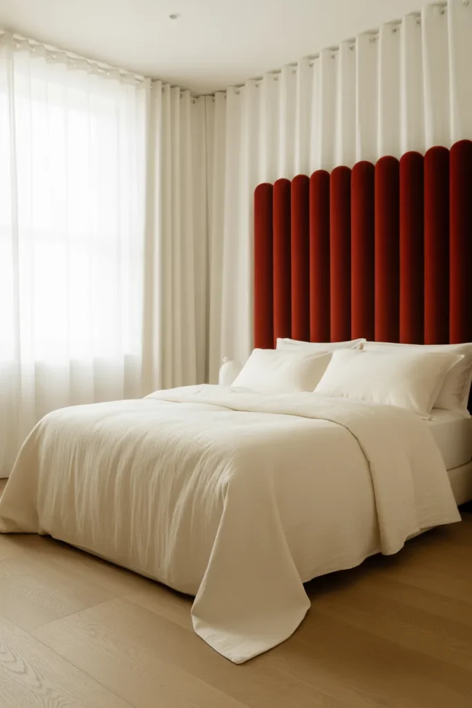 1. The White Canvas with a Red Headboard