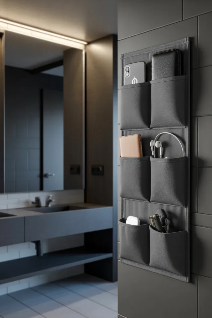 11. A Wall Pocket for Phones and Wallets