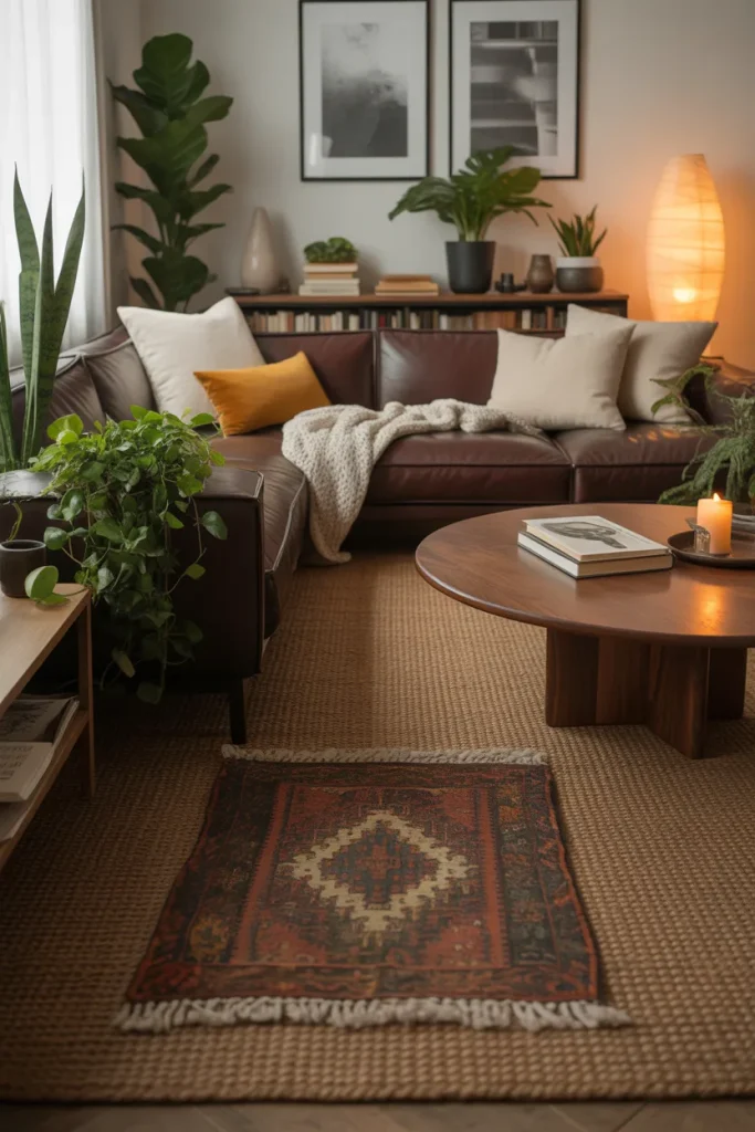 13. Layered rugs for depth