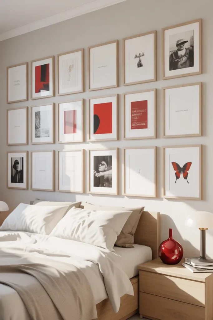 13. Red and White Gallery Wall