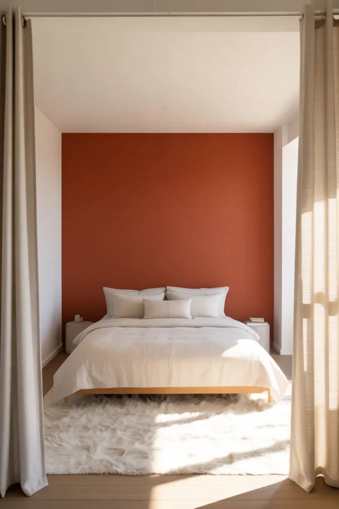 2. One Red Wall Behind the Bed