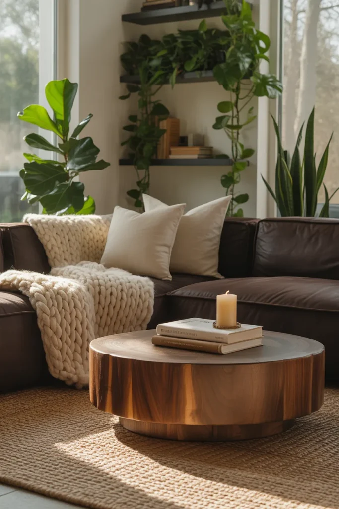 4. A round wooden coffee table