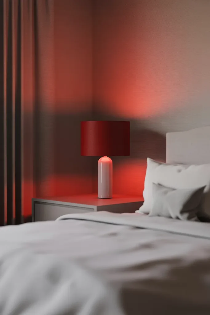 6. Red Lampshade on a White Lamp
