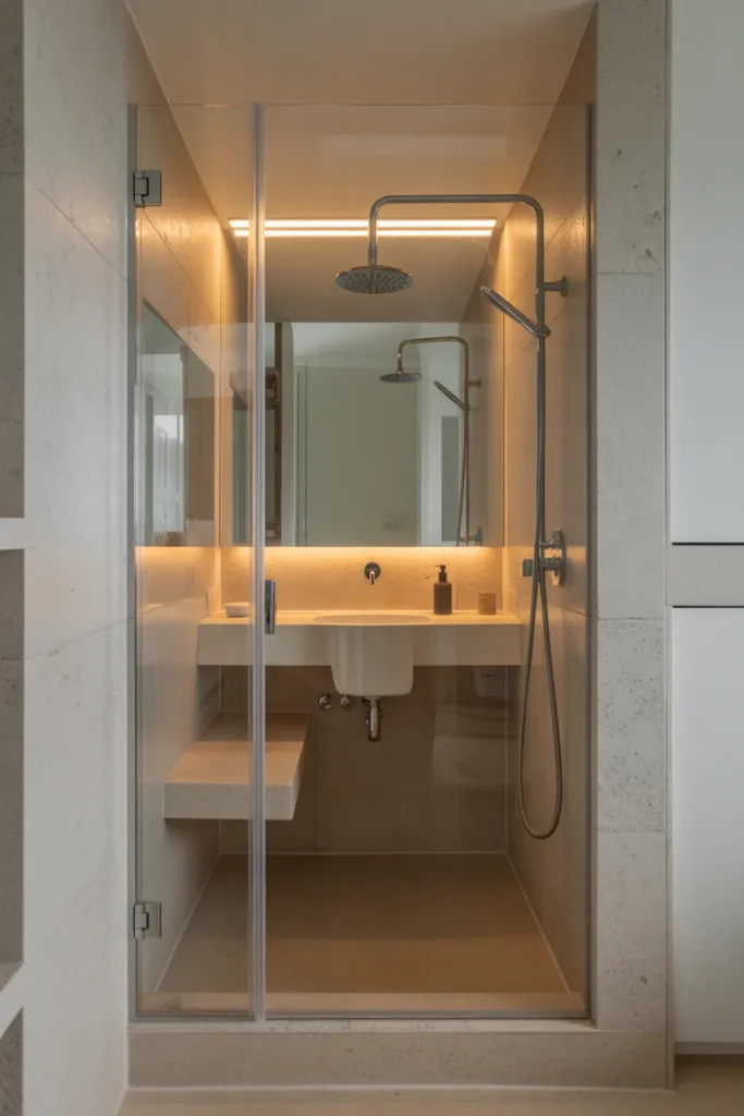 Idea 14 Mirror on the Back Shower Wall