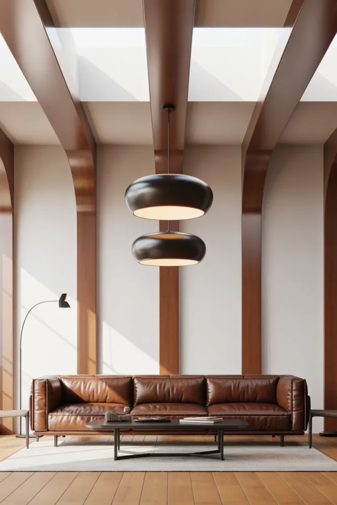 Idea 14 White Ceiling, Brown Beams, Black Lights