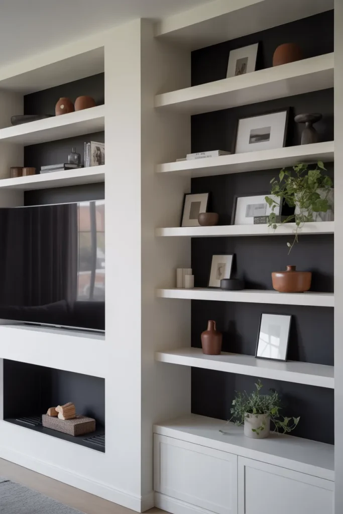 Idea 8 White Built-Ins with Black Backs