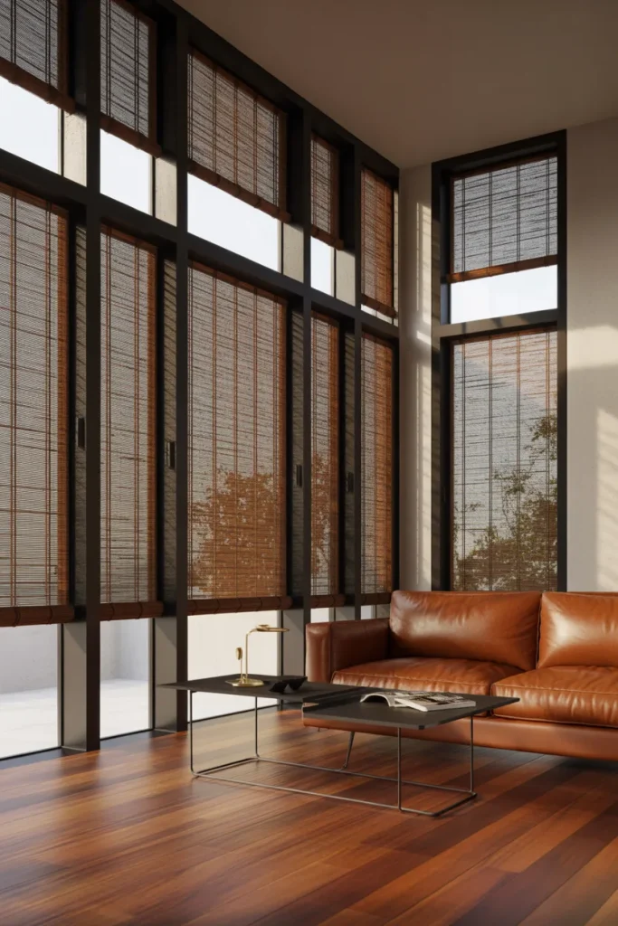 Idea 9 Brown Woven Shades on Windows